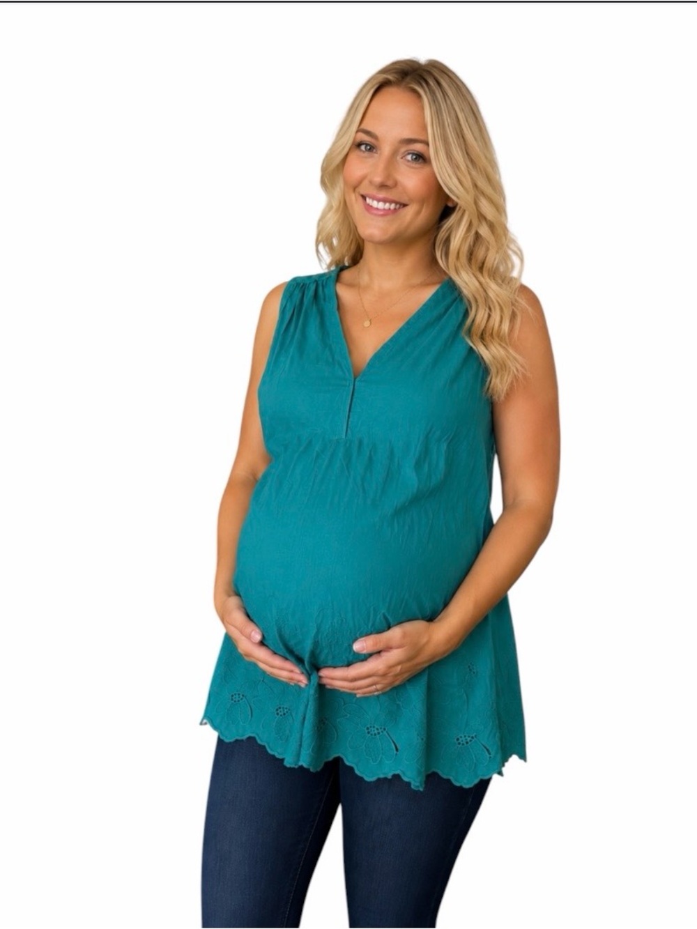 Isabel by Ingrid & Isabel Teal Maternity Top L NWT